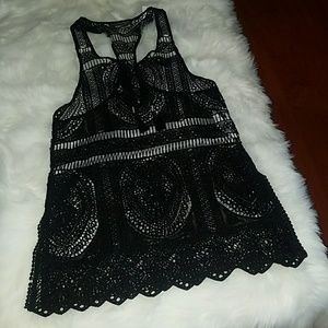 ABERCROMBIE & FITCH BLACK CROCHET SWIM COVER NEW
